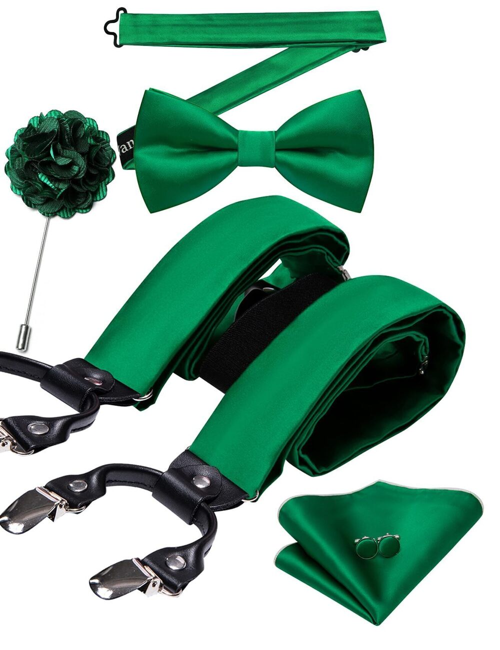 6558 Suspenders and Bow Tie Set Solid Paisley Bowtie Y Shape Brace